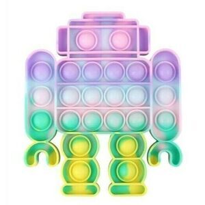 Fidget Toy Robot Push Pop Bubble Pastel Rainbow Silicone Sensory